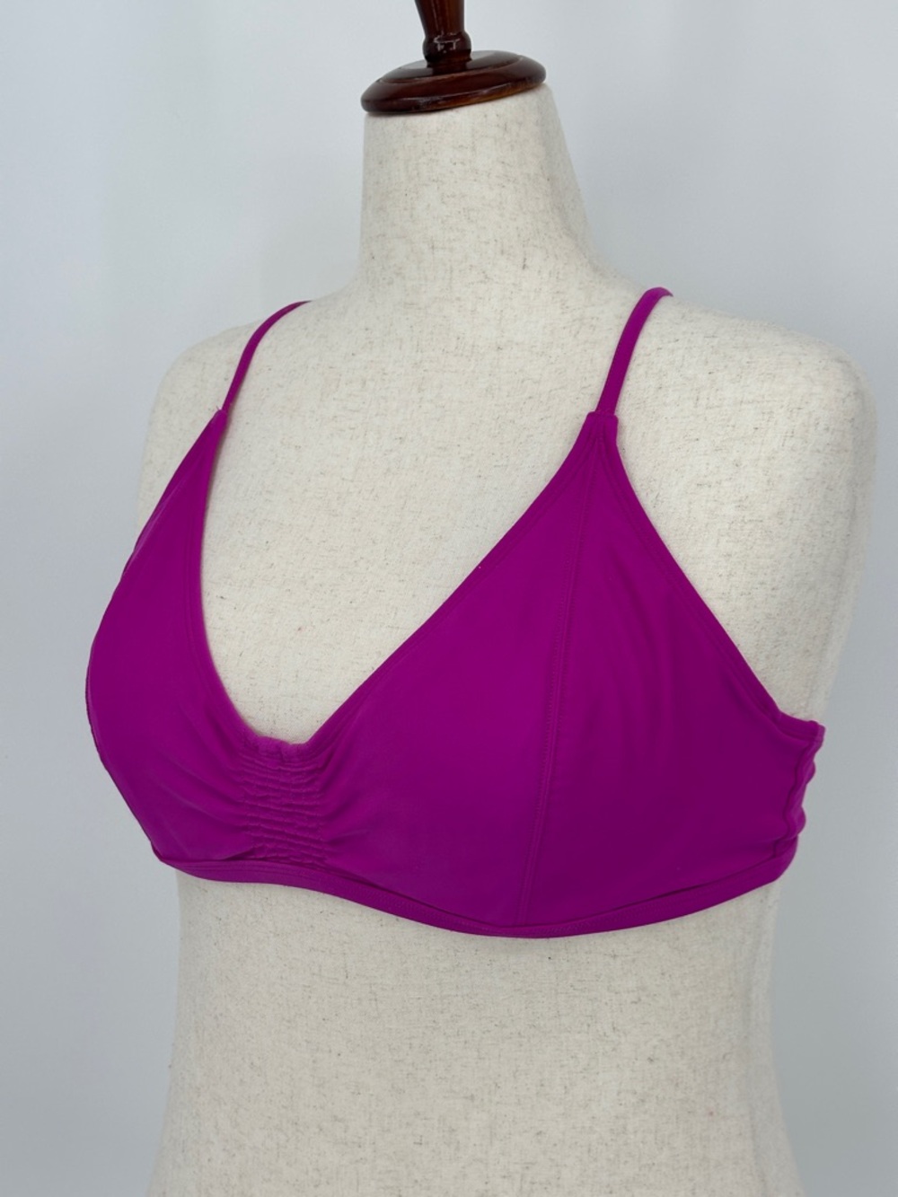 Athleta 40B/C Smocked PINK Bikini Top 153151 Solid Swim - Picture 2 of 10